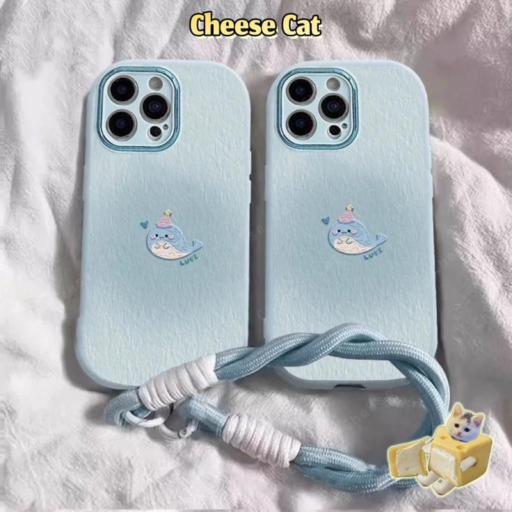 Ốp Lưng Điện Thoại Cá Voi Xanh Dây Buộc Màu Xanh Cho iPhone 13 14 15 12 11 16 17 Pro Max Xs Max XR 7 8 Plus