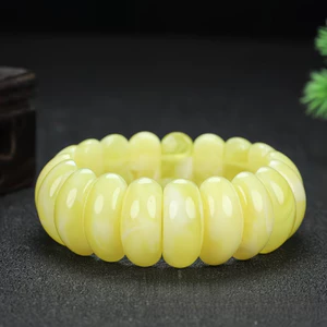 Hổ Phách Ong Full Mật Ong Nổi Hoa Trắng Hàng Tay Vòng Tròn Đơn Thời Trang Nam Nữ Phong Cách Tay Phụ Kiện