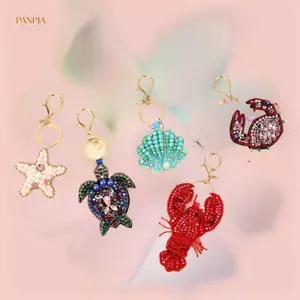 PNPIA- Kim Cương Giả Tôm Hùm Đính Hạt Mặt Dây Chuyền Tay Đẹp Quyến Rũ Cua Vỏ Rùa Treo Dây Miếng Dán Đính Túi Dây Buộc