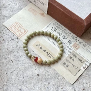 Bơ Xanh Alxa Mã Não Vòng Tay Mới Tươi Niche Matcha Bóng Làm Trắng Da Nữ Tay Trang Trí