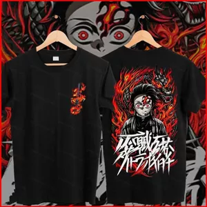 GC1 Demon Slayer 220g cotton dày tee Kamado Tanjiro Rengoku Kyoujurou anime Áo thun ngắn tay hàng đầu GC1