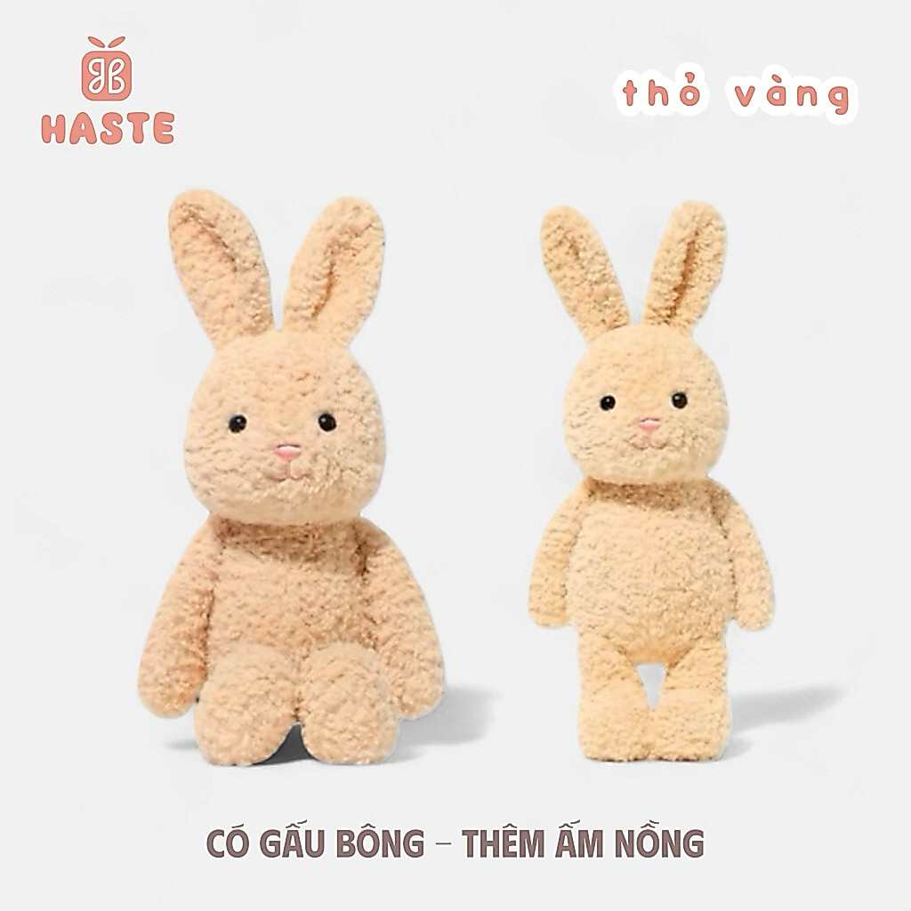 Gấu Thú Bông Thỏ Vàng Kem Tai Dựng Quà Tặng Độc Đáo Lông Xù Siêu Mềm Mịn Siêu Dễ Thương