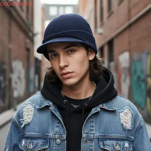 Mũ lưỡi trai dệt kim ấm áp COCODECOVED, Mũ beanie ngắn vành dày, Mũ beanie mềm mại thời trang Màu trơn Thêm mũ lót sang trọng mùa đông
