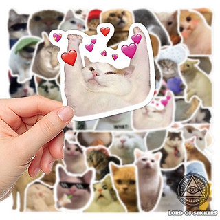 Set 50 sticker Meme Sticker Mèo Cute - Sticker Trang Trí Mũ Nón Bảo Hiểm, Ván Trượt, Laptop, Sổ