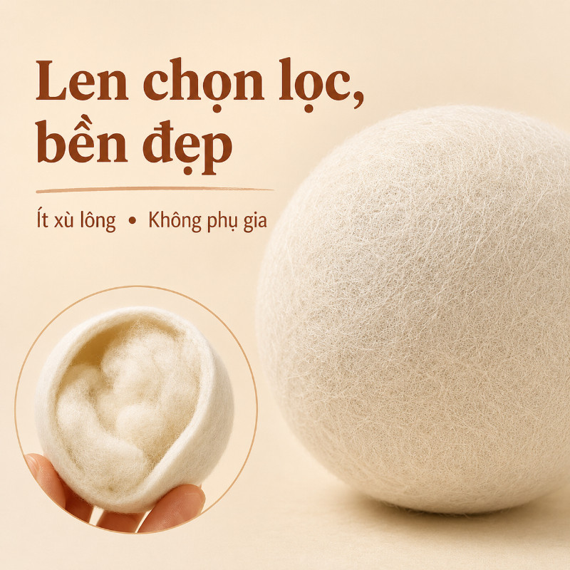 Bộ 6 Bóng Sấy Len Cừu Cao Cấp - Tiết Kiệm Thời Gian, Bảo Vệ & Khử Mùi Quần Áo, Giải Pháp Sấy Thông Minh