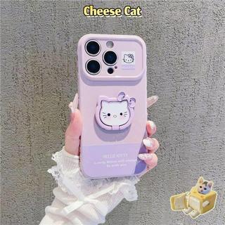 Ốp điện thoại có đế nhẫn hình Kitty màu tím cho iPhone 12 11 13 14 15 Plus 16 17 Pro Max 17 Air