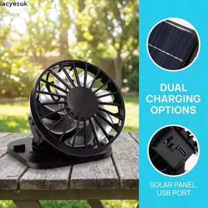 Quạt chạy bằng năng lượng mặt trời LACYESUK, Quạt làm mát Mini di động có thể sạc lại, Sạc USB nhẹ đa chức năng Quạt mũ chạy bằng năng lượng mặt trời Câu cá