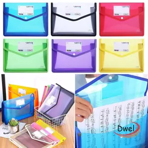 DWEL A4 Thư mục tập tin Túi PVC bền Văn phòng phẩm Túi lưu trữ Thư mục phong bì