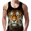 Tiger Lion 3D Nam Tank Top, Animal Gym Street Vest, Áo thun thể hình không tay mềm mại thoáng khí