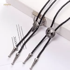PNPIA- Đầu bò có thể điều chỉnh Ngôi sao năm cánh Cao bồi phương Tây Bolo Tie Rodeo Dance Netie Mặt dây chuyền da giả Nelace
