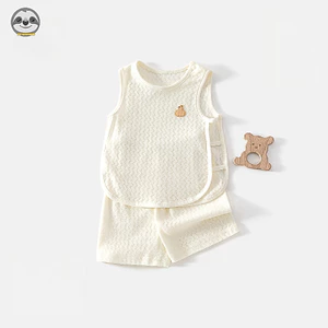 Áo Vest rỗng không tay cho bé Bộ đồ quần short Cotton nguyên chất / Quần short áo thun loại A mùa hè / Bộ đồ thoải mái cho trẻ sơ sinh