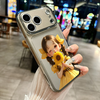 Ốp Lưng IPhone 13 15 11 17 16 12 14 ProMax  Cô bé hoa hướng dương 7 8Plus XR X XS Max