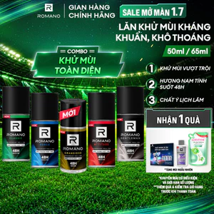 Lăn khử mùi Romano Khử mùi vượt trội, Hương nam tính suốt 48H 50ml / 65ml