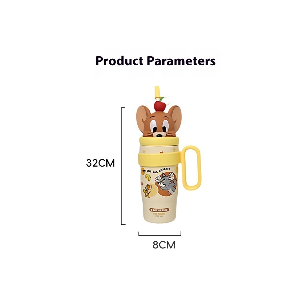 800ML Tom Và Jerry 316 Thép Không Gỉ Chân Không Cách Nhiệt Chai Quà Tặng Dễ Thương Cà Phê Lạnh Và Nóng Tumbler Bình Nước Giữ Nhiệt Cốc