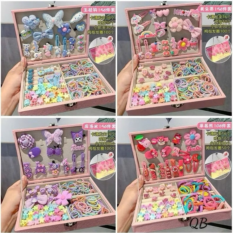 Phụ Kiện Tóc Cho Bé Kuromi Hộp Quà Tặng Bộ Bé Gái Quà Tặng Sinh Nhật Công Chúa Dễ Thương Kẹp Tóc Trẻ Em Hoạt Hình Kèm