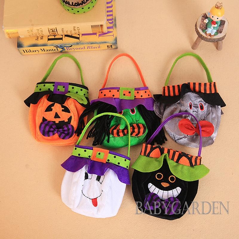 Túi Kẹo Halloween Cho Trẻ Em Lừa Hoặc Điều Trị Túi Goody Túi Bí Ngô Không Dệt Có Tay Cầm