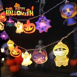 Đèn LED treo Halloween - Đèn dây Web ma bí ngô - Đạo cụ trang trí trong nhà ngoài trời
