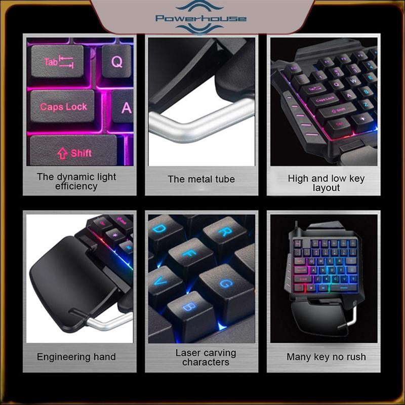 Bàn phím chơi game cơ một tay POWER Bàn phím chơi game di động có đèn nền RGB.