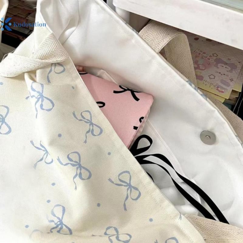 Kudosation Vintage Chấm Bi Nữ Vải Đeo Vai Dung Tích Lớn Nữ Messenger Túi Đi Làm Túi Xách