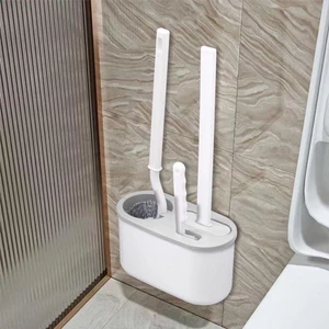 Dụng Cụ Chà Rửa Toilet 3 trong 1 - Bộ 3 Cọ bồn cầu silicon, chà toilet nhà vệ sinh