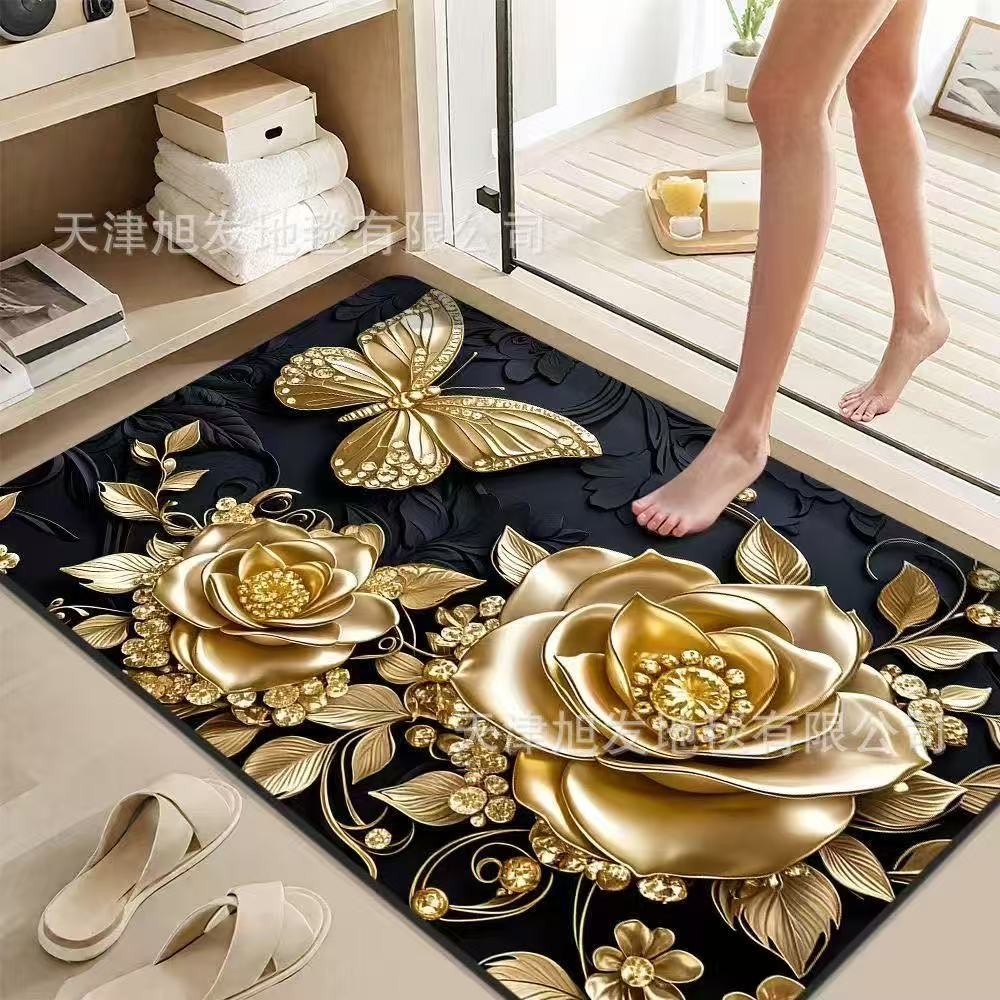 Thảm tắm 3D hình ảnh bùn tảo diatom, thấm nước, chống trượt