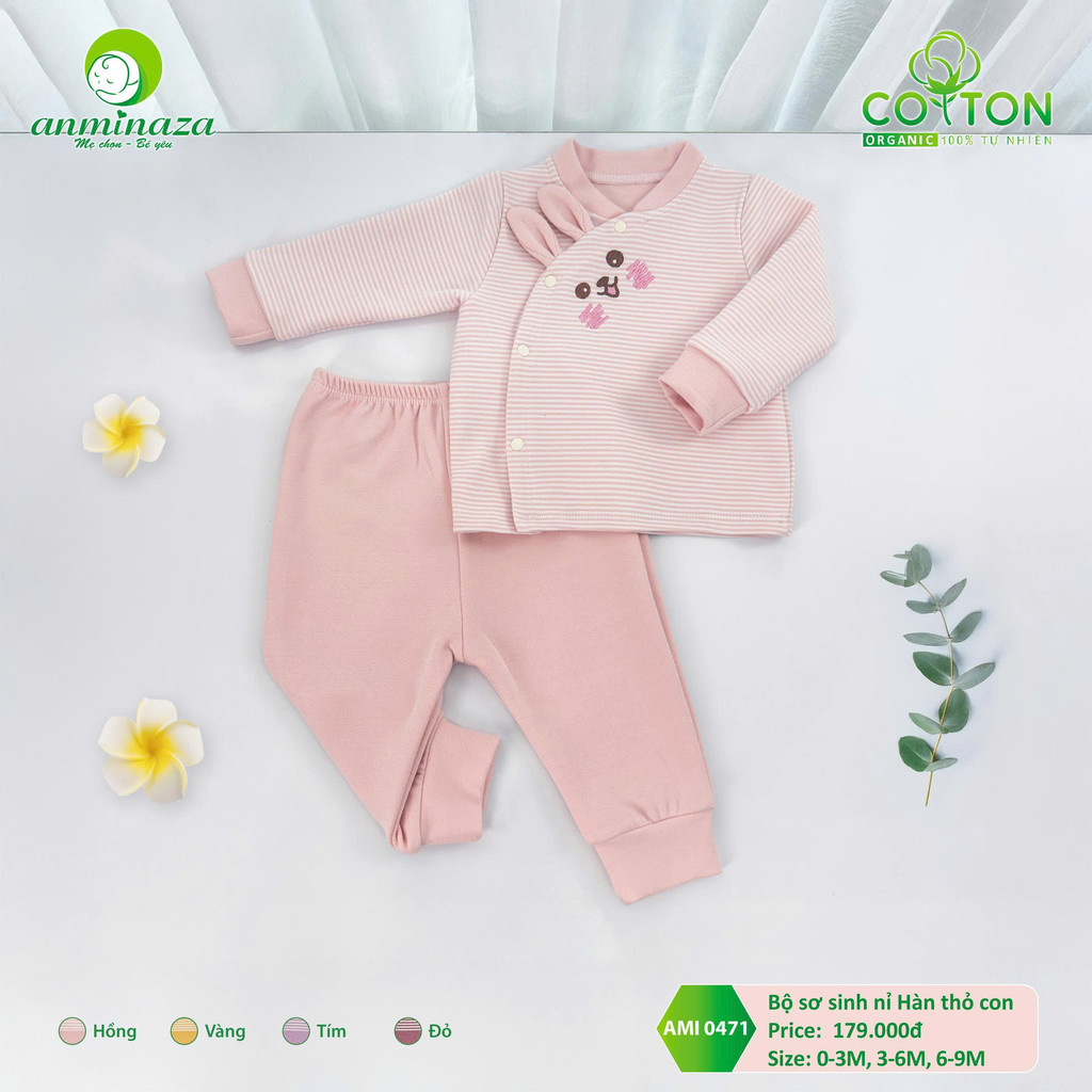 Bộ Nỉ Sơ Sinh Bé Gái 1 Lớp Siêu Nhẹ Mềm Mại Ấm Áp - Hàng Chính Hãng AMI0471