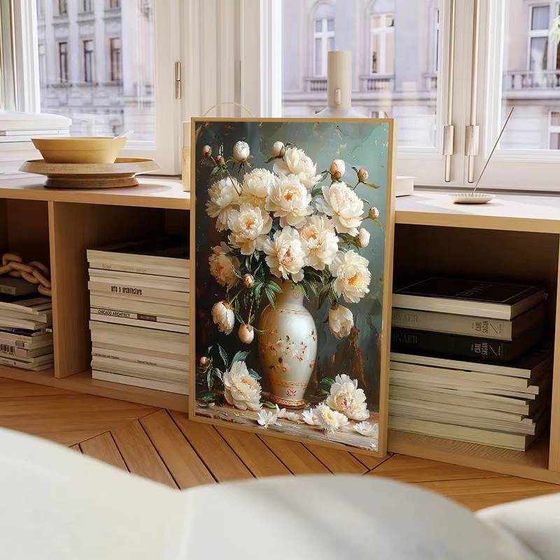 Vintage Bó Hoa Hồng Hồng Bắc Âu Thời Trang Tĩnh Vật Tranh Sơn Dầu In Poster Tranh Canvas Tranh Treo Tường Nghệ Thuật Hình Ảnh Trang Trí Nhà