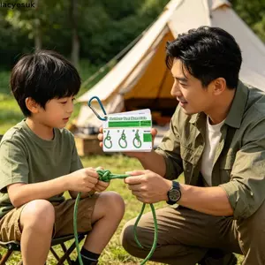 Thẻ nút thắt ngoài trời LACYESUK, 27 nút thắt dây Hướng dẫn minh họa Thẻ nút leo núi bằng đá, Thiết kế di động Phiêu lưu Mini Carabiner Thẻ chống nước Nút thắt thẻ cắm trại