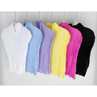 Miyake Chạy Tập Phong Cách Xếp Ly Dứa Xếp Ly Ngắn Tay Top Nữ Phù Hợp Với Mỏng Hơn Nhìn Sang Trọng Thường Ngày Hàng Đầu