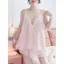 Mùa hè Fat mm Plus Size Pháp Pure Desire Style Ice Silk Suspender Short Set Sweet Lace Bộ đồ ngủ gợi cảm