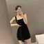 Váy dây buộc kiểu Pháp Váy cổ vuông nhỏ hẹp dáng rộng hơn trông sang trọng hơn