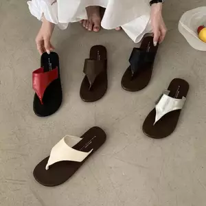 TT Phiên Bản Hàn Quốc Flip-Flops Giày Nữ Mùa Hè Flat Flip-Flops Nhiều Màu Tùy Chọn Da Thật
