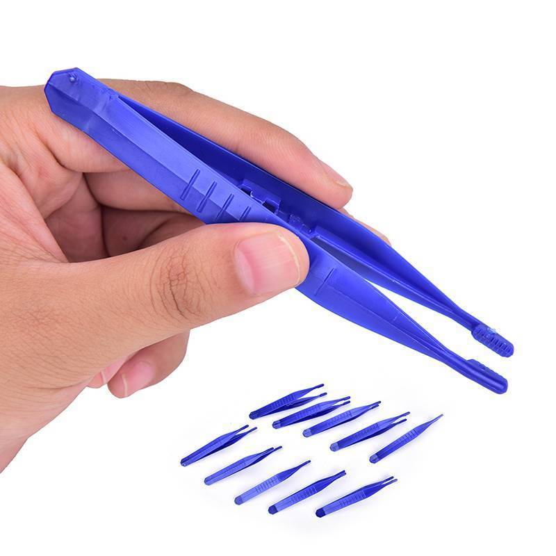 Alittlesetrtu 10 Chiếc Nhíp Sơ Cứu Y Tế Dùng Một Lần Nhíp Nhựa Nhỏ Xanh VN