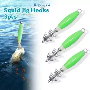 E-WOITD 3 Mồi Mực Dạ Quang Bạch Tuộc Gỗ Tôm Mồi Phát Sáng Mồi Câu Cá Nước Mặn Mồi Mực Jig Móc E-WOITD