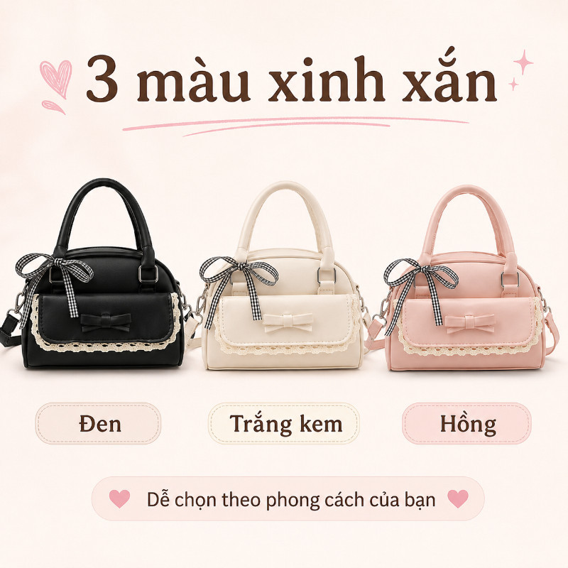 Túi Xách Da PU Phối Ren Thời Thượng - Phong Cách Tiểu Thư Thanh Lịch, Thiết Kế Tinh Tế Cho Mọi Cô Gái Yêu Cái Đẹp
