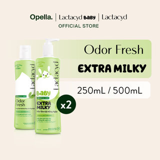 Bộ Dung Dịch Vệ Sinh Phụ Nữ Lactacyd Odor Fresh Ngăn Mùi 24H 250ml + Sữa Tắm Gội Trẻ em Lactacyd Baby Extra Milky 500ml