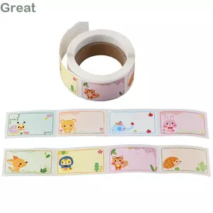 Nhãn dán tên TUYỆT VỜI, Thẻ tên tự dính động vật, Hình chữ nhật voi hoạt hình Nhãn tên trống Trang chủ