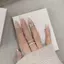 PNPIA- Sel Bướm Dây Xích Nhẫn Nữ Bé Gái Sáng Bóng Kim Cương Giả Zircon Nhiều Lớp Mở Nhẫn Bộ Punk Trang Sức Thời Trang