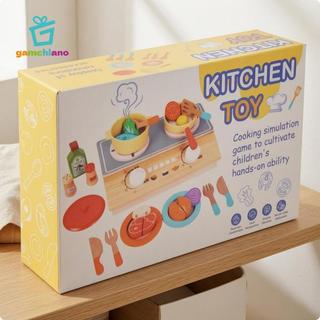 Gamchiano Giả Vờ Bếp Nấu Ăn Trẻ Em Để Bàn Bộ Đồ Chơi Nhà Bếp Bằng Gỗ Chơi Bếp Nhiều Màu Sắc Cho Trẻ Em