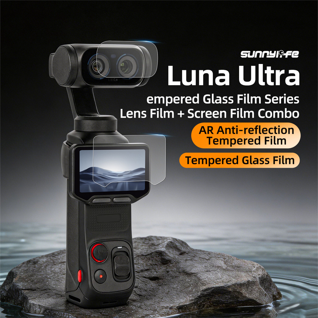 Sunnylife tương thích với màng bảo vệ chống chói Insta360 Luna Ultra AR, bảo vệ ống kính và màn hình. Bộ phim kính cường lực Luna Ultra, ống kính và màn hình