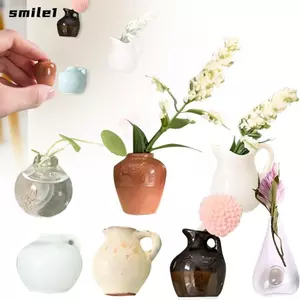 Nhãn dán tủ lạnh bình gốm SMILE, Trang trí nội thất Nam châm bình bền cho tủ lạnh, Mô phỏng Mini Trang trí bảng trắng Bình hoa sáng tạo cho tủ lạnh