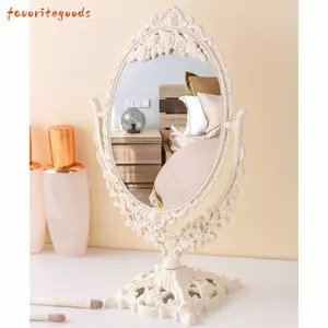 Gương hai mặt FAVORITEGOODS, Gương trang điểm độ phân giải cao hai mặt, Gương để bàn có thể điều chỉnh cổ điển 360 độ tại nhà