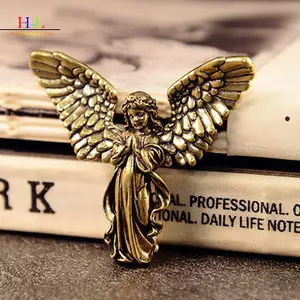 HL Vintage Đồng Thau Phước Người Bảo Vệ Thiên Thần Các Bức Tượng Thu Nhỏ Đồ Trang Trí Để Bàn Tượng Nhỏ Đáng Yêu Trang Trí Nhà Cửa Thủ Công LMWU