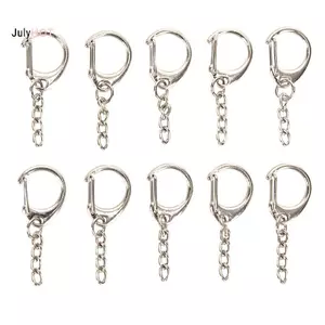 JULYHOT 10 Chiếc Đánh Bóng Bạc Móc Khóa DIY Móc Khóa Ngắn Chia Vòng Chìa Khóa Massivedeals