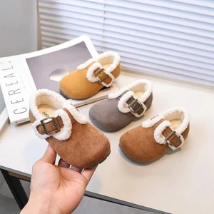 Giày Mùa Đông Cho Bé Gái Trai Lót Lông Ấm Áp, Giày Bít Tất Kiểu Dáng Birken Đế Mềm, Giày Lười Trẻ Em