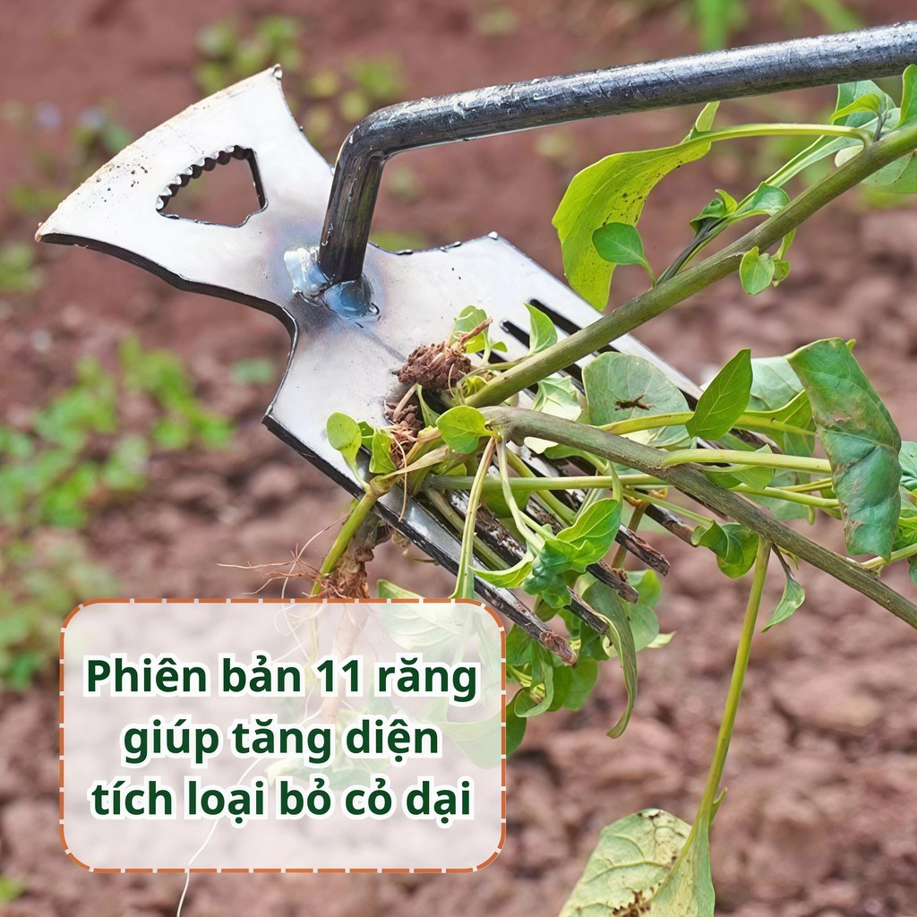 Cào Cỏ Làm Vườn 11 Răng, Cuốc Nhổ Cỏ Dại, Làm Nương Rẫy, Dụng Cụ Cào Cỏ Đa Năng Bằng Thép Không Gỉ,DỤNG CỤ LÀMVƯỜN-FE123