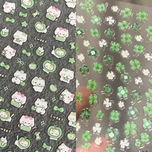 Ooolala Dễ Thương Young Kitty Bốn Lá Cỏ Ba Lá Nổi Bật Bật Nước Cốc ccd Vỏ Điện Thoại diy Trang Trí Móng Tay Miếng Dán