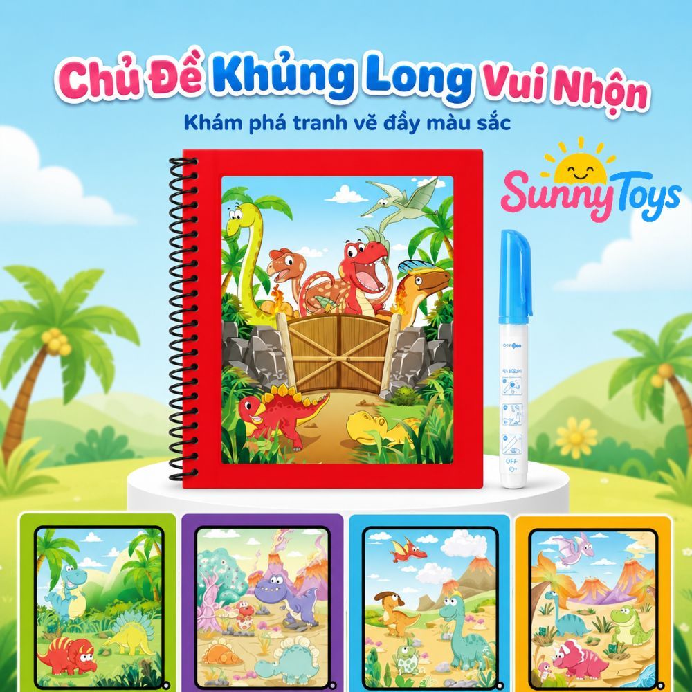 Sách Ma Thuật Tô Màu Nước Kèm Bút SunnyToys - Bé Chấm Nước Vẽ Tranh Đa Chủ Đề Vui Nhộn