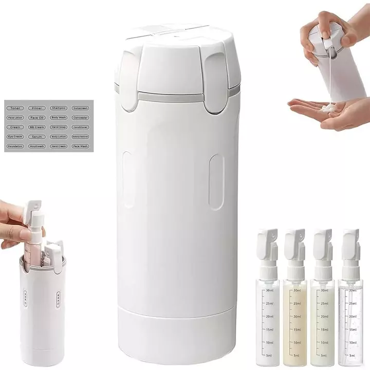 Chai đựng đồ du có thể nạp lại 4 trong 1, Chai du lịch để làm đầy, Chai du lịch tiện ích, Bộ chất lỏng du Hộp đựng kích thước du lịch di động, Hộp đựng chất lỏng ()