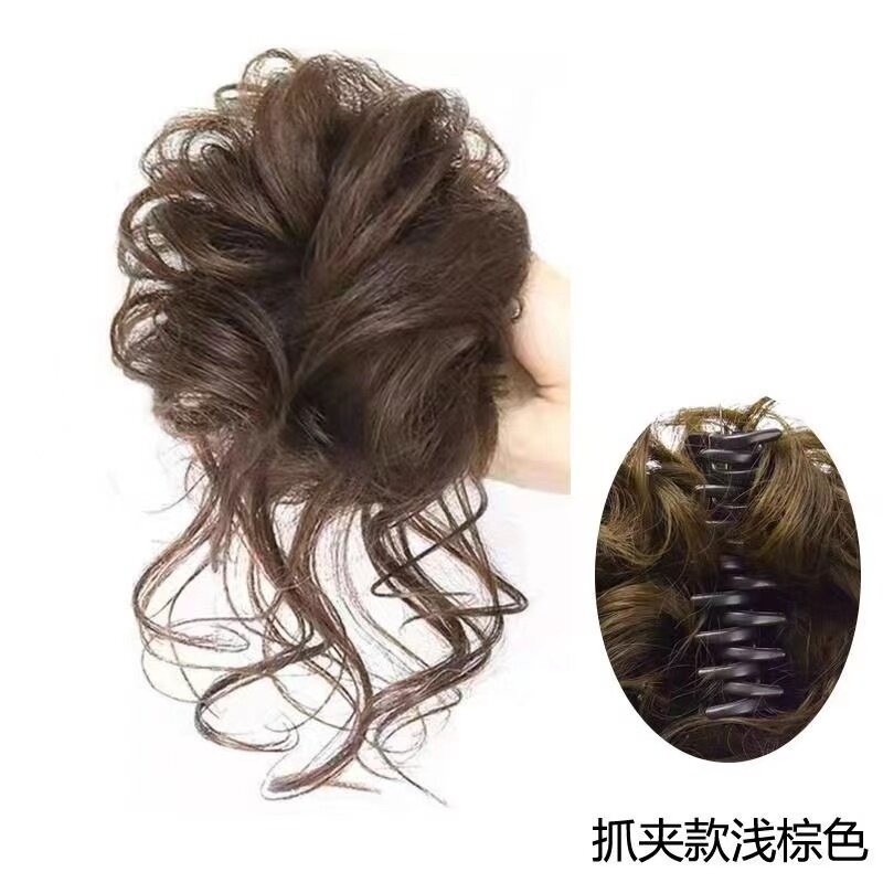 Dây buộc tóc giả búi củ tỏi bồng bềnh tự nhiên, tóc giả tạo kiểu tóc búi丸子头 dễ thương